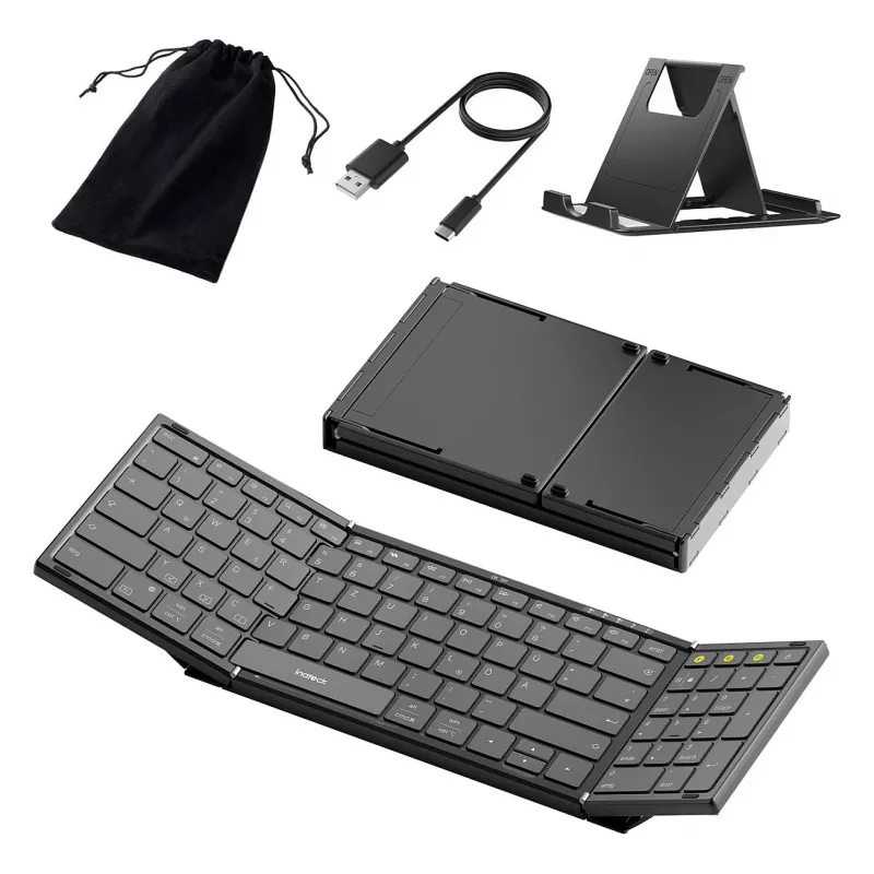 Bezvadu Bluetooth pilna izmēra tastatūra Inateck N0135 melna — QWERTZ, šķērveida slēdži