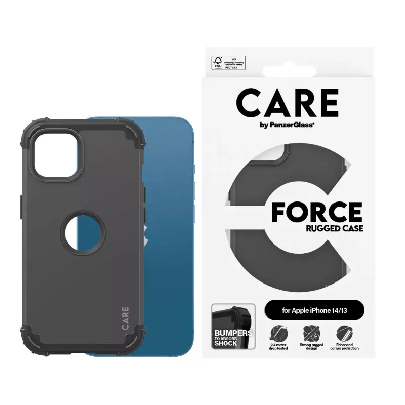 PanzerGlass CARE by moderns vāciņš Melns FORCE iPhone 14 13 pārvalks