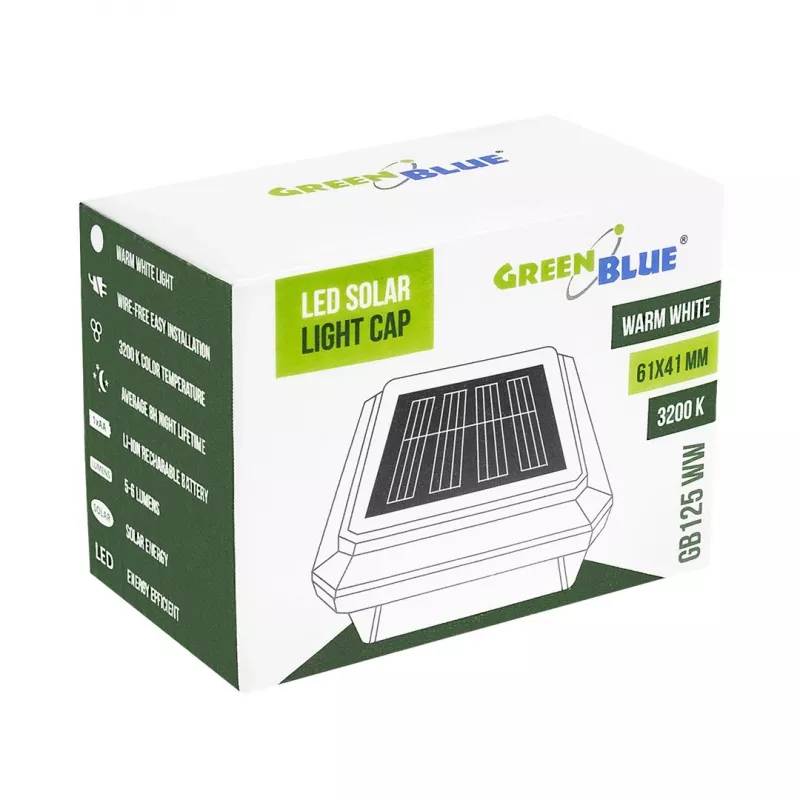 GreenBlue saules LED staba gaismeklis, 60x40mm, aploksnes formas nojume, 3200K, GB125 WW