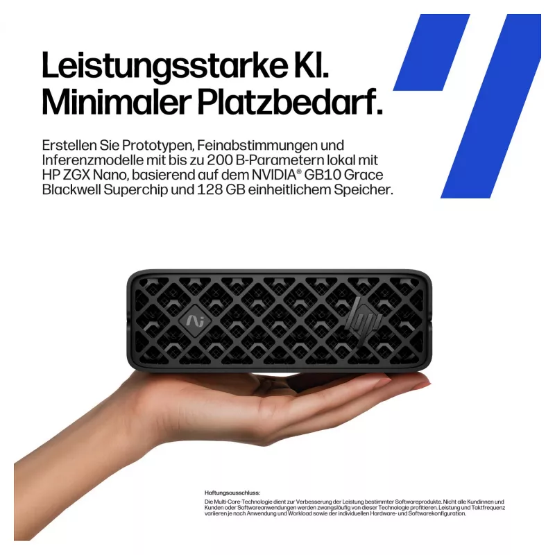 HP ZGX NANO G1n AI Mini GB10 ar Nvidia Melnswell, 128GB RAM, 2TB SSD, DGX WLAN