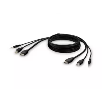 KVM kabelis Belkin F1DN1CCBL — HDMI uz USB A/B ar audio, USB tastatūras/peles pieslēgvietām, 3 m
