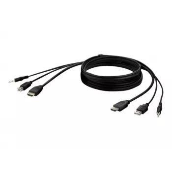KVM kabelis Belkin F1DN1CCBL — HDMI uz USB A/B ar audio, USB tastatūras/peles pieslēgvietām, 3 m