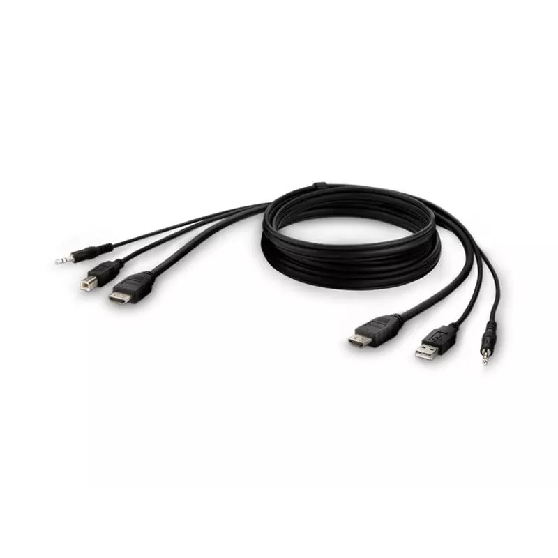 KVM kabelis Belkin F1DN1CCBL — HDMI uz USB A/B ar audio, USB tastatūras/peles pieslēgvietām, 3 m