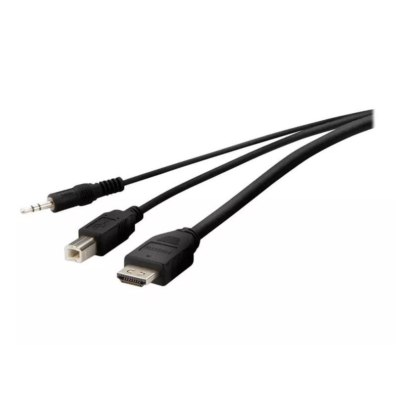 KVM kabelis Belkin F1DN1CCBL — HDMI uz USB A/B ar audio, USB tastatūras/peles pieslēgvietām, 3 m