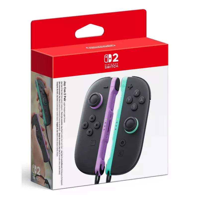 Nintendo Joy-Con 2 pāris gaiši purpursarkanā/gaiši zaļā krāsā, Spēļu panelis, Nintendo Switch 2, Sākuma poga, Analoga / Digitāla, Bezvadu, Bluetooth