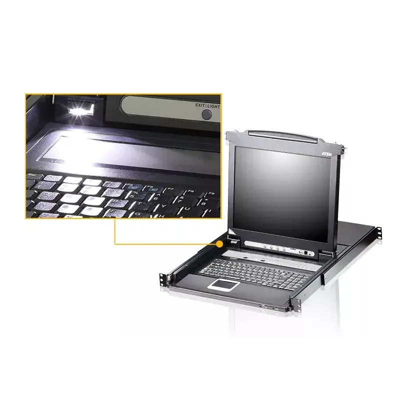 ATEN 8 portu 17 collu LCD KVM slēdzis (USB - PS/2 VGA) ar USB perifērijas pieslēgvietu