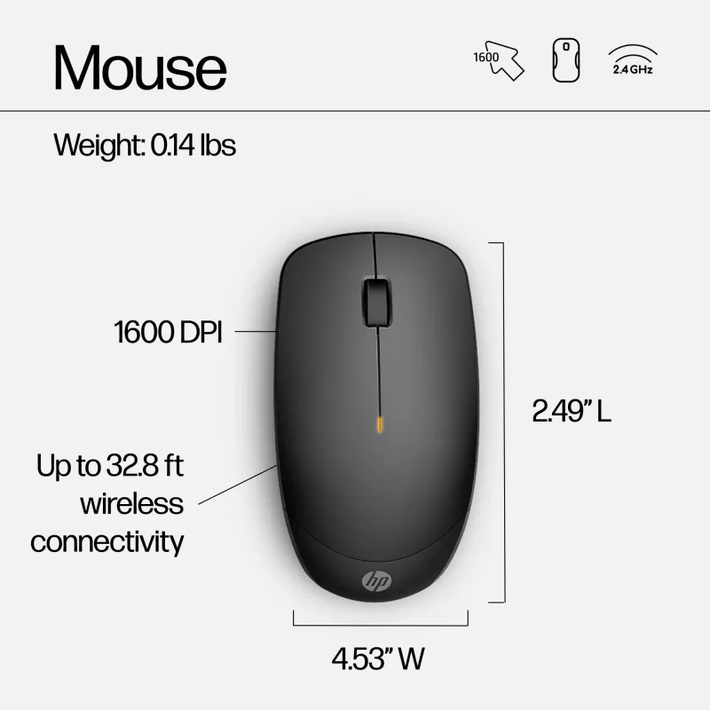 HP 230 bezvadu pele un tastatūra, melna, pele iekļauta