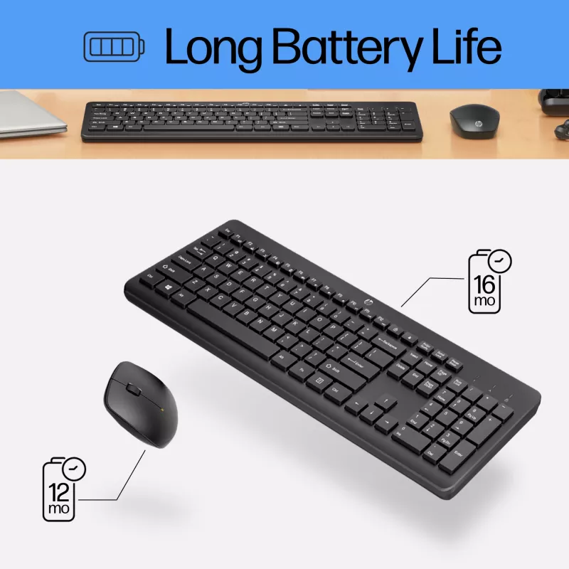 HP 230 bezvadu peles un tastatūras komplekts, balts, pele iekļauta