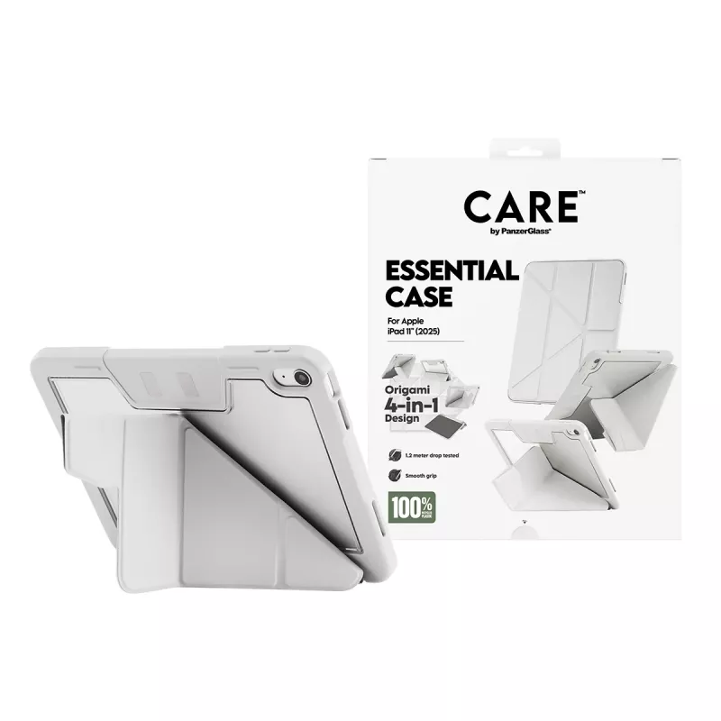 Aizsargapvalks PanzerGlass CARE Essential iPad 11 collām (2025–2026) gaiši pelēks, modelis CR43626