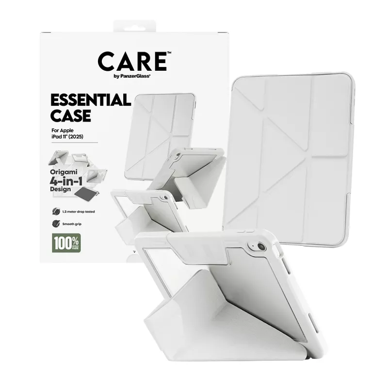 Aizsargapvalks PanzerGlass CARE Essential iPad 11 collām (2025–2026) gaiši pelēks, modelis CR43626