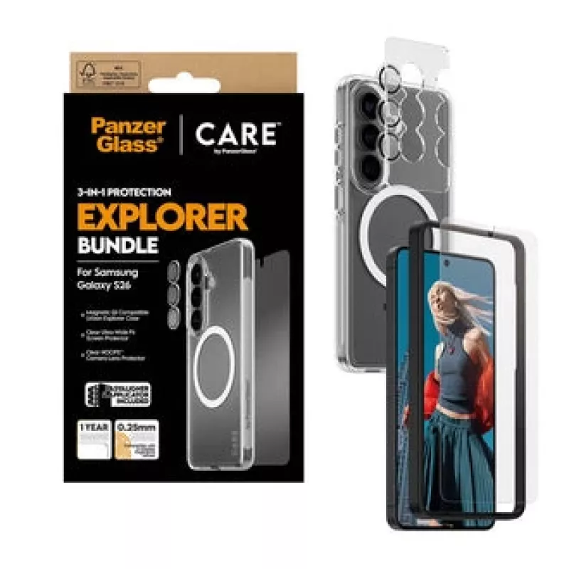 Ekrāna aizsargs PanzerGlass CARE 3-in-1 priekš Samsung Galaxy S (2026) – PanzerGlass