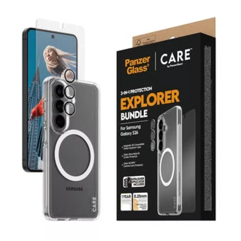 Ekrāna aizsargs PanzerGlass CARE 3-in-1 priekš Samsung Galaxy S (2026) – PanzerGlass