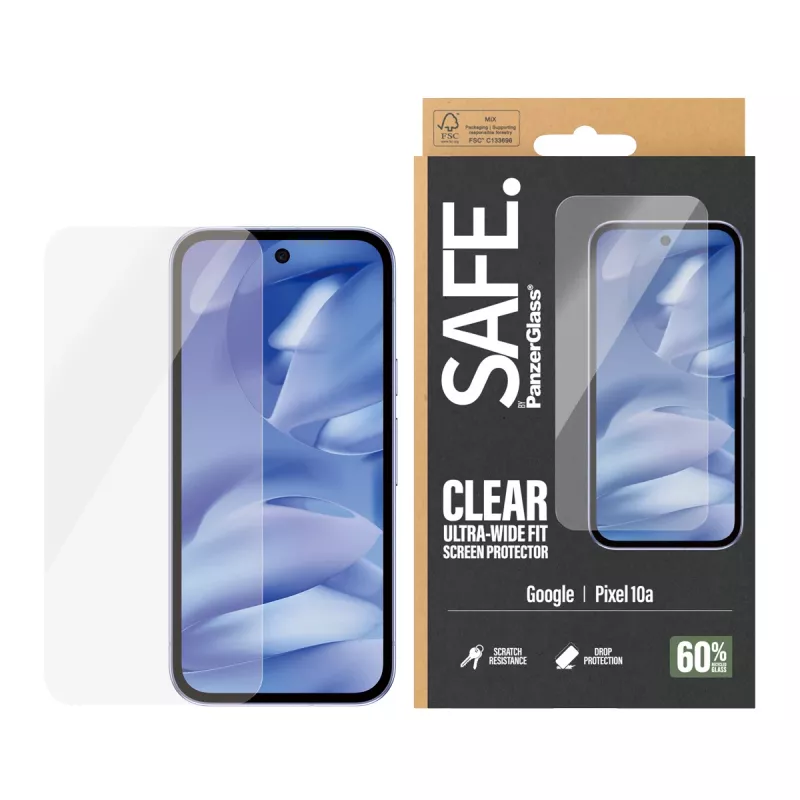 PanzerGlass SAFE. by ® ekrāna aizsargs Google Pixel 10a 5G | Īpaši plata piegulšanās