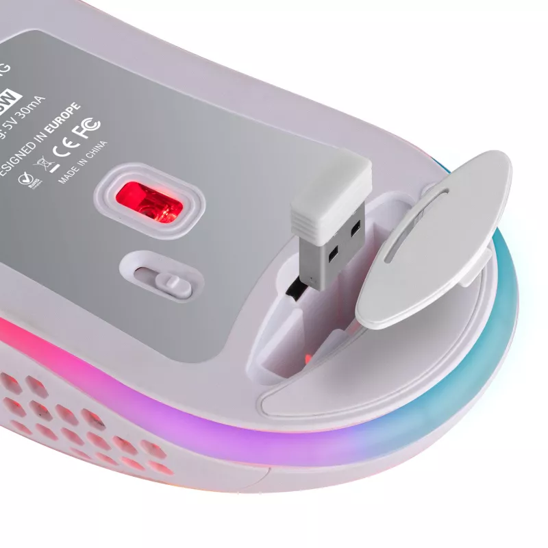 Mars Gaming MMW3W, bezvadu spēļu pele, RGB Flow, īpaši viegla 79 g, 3200 DPI, balta