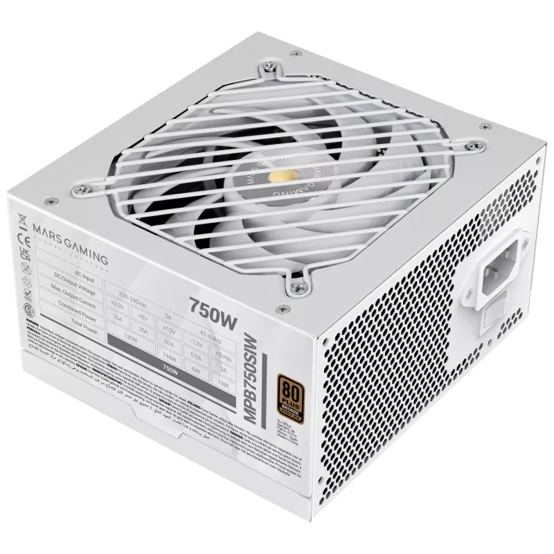 Mars Gaming MPB750SIW barošanas bloks 750 W 24-pin ATX ATX Balts