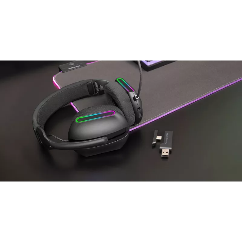 Mars Gaming MHW-PRO austiņas, vadu un bezvadu, galvas lente, USB Type-C, Bluetooth, melnas