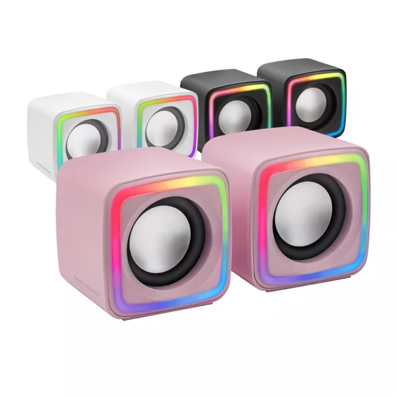 Mars Gaming MSCUBEP Rozā Kompaktie RGB Spēļu Skaļruņi 8W DSP Skaņas Procesors