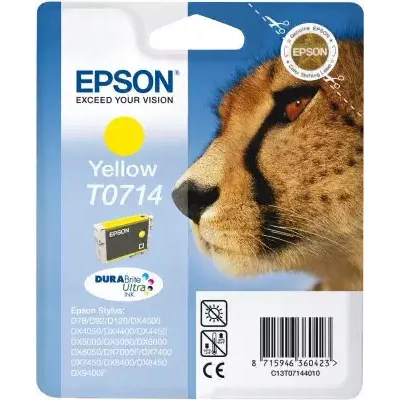Epson Cheetah vienas paciņas dzeltenais T0714 DURABrite Ultra Ink