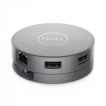 DELL Pro 7-in-1 USB-C ceļojumu centrmezgls - DA310, vadu, USB 3.2 Gen 2 (3.1 Gen 2) Type-C, 10,100,1000 Mbit/s, sudraba, 3840 x 2160 pikseļi, 1920 x 1080 pikseļi