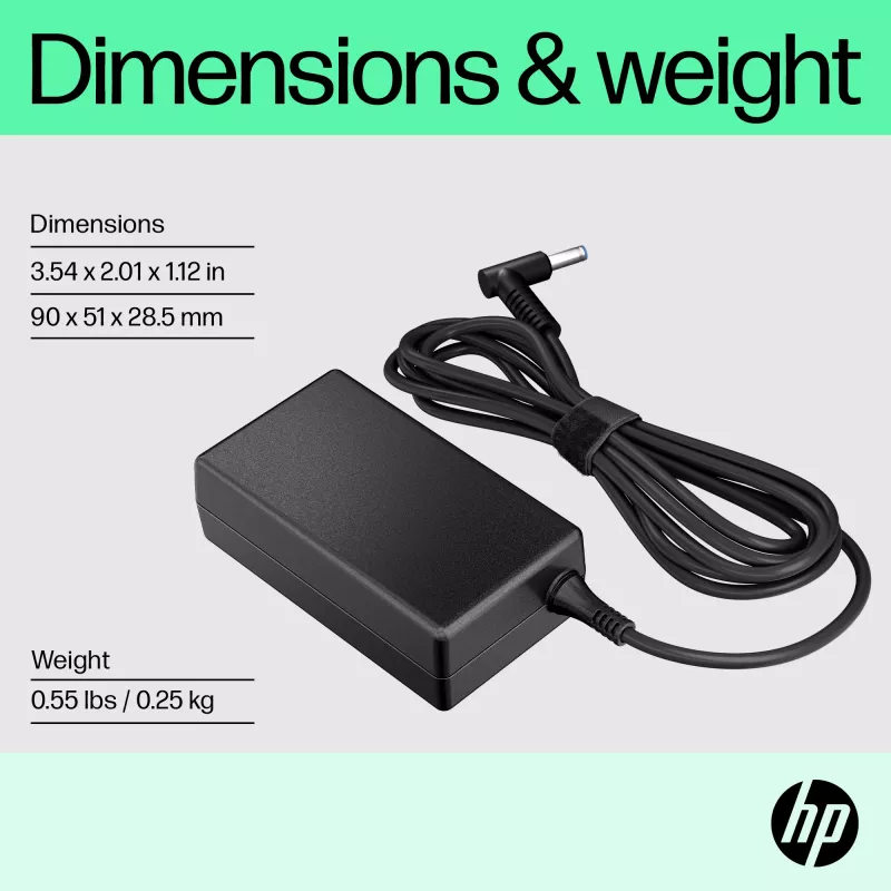 HP 65 W viedais maiņstrāvas adapteris, saderīgs ar HP ProBook 440 G6 piezīmjdatoru; HP ProBook 450 G6 piezīmjdatoru; HP ProBook x360 11..., Biznesa klase, 5–35 °C, -20–85 °C, CCC, CE, BSMI, 47 mm