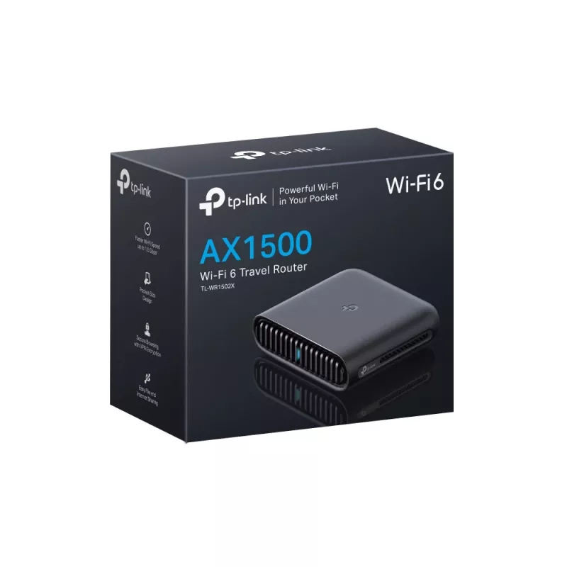 TP-Link AX1500 Wi-Fi 6 ceļojumu maršrutētājs, Wi-Fi 6 (802.11ax), divu joslu (2,4 GHz / 5 GHz), Ethernet LAN, melns, pārnēsājams maršrutētājs