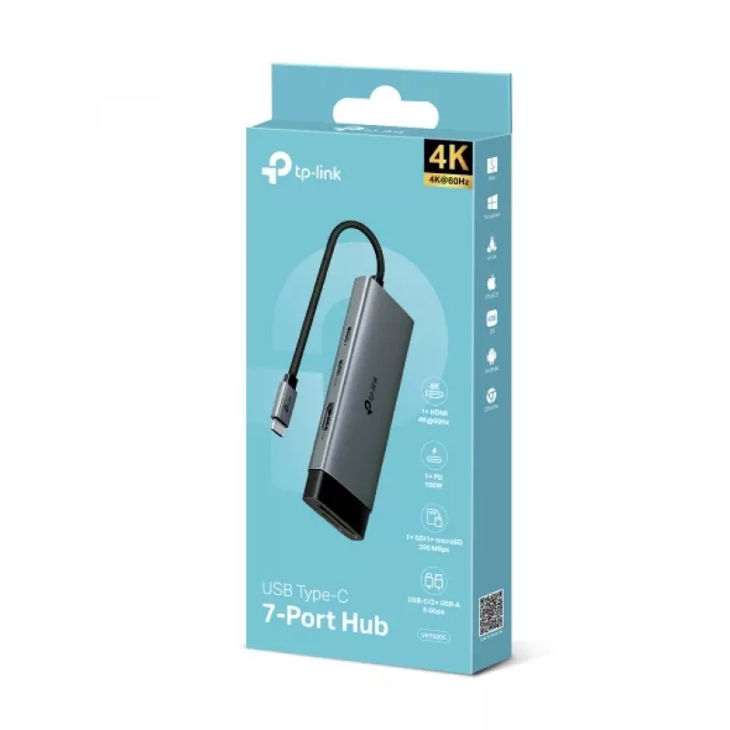 TP-Link UH7020C interfeisa centrmezgls USB 3.2 Gen 1 (3.1 Gen 1) Type-C 5000 Mbit/s