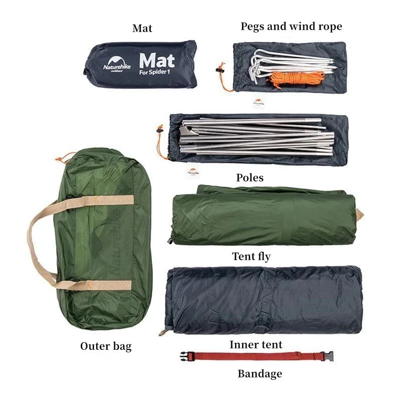 Cycling ultralight telts 1 nh18a095-d-meža zaļa NATUREHIKE
