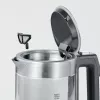 Elektriskā tējkanna SEVERIN WK3458, 0,5 L, 1100 W, stikls un nerūsējošais tērauds, 5 temperatūras iestatījumi, bezvada