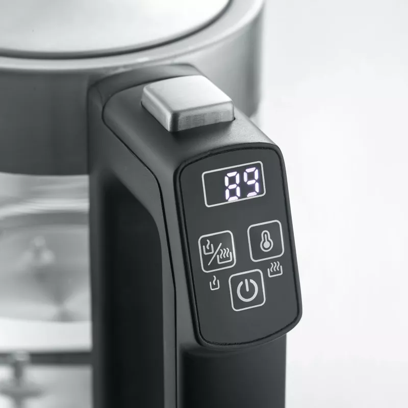 Elektriskā tējkanna SEVERIN WK3458, 0,5 L, 1100 W, stikls un nerūsējošais tērauds, 5 temperatūras iestatījumi, bezvada