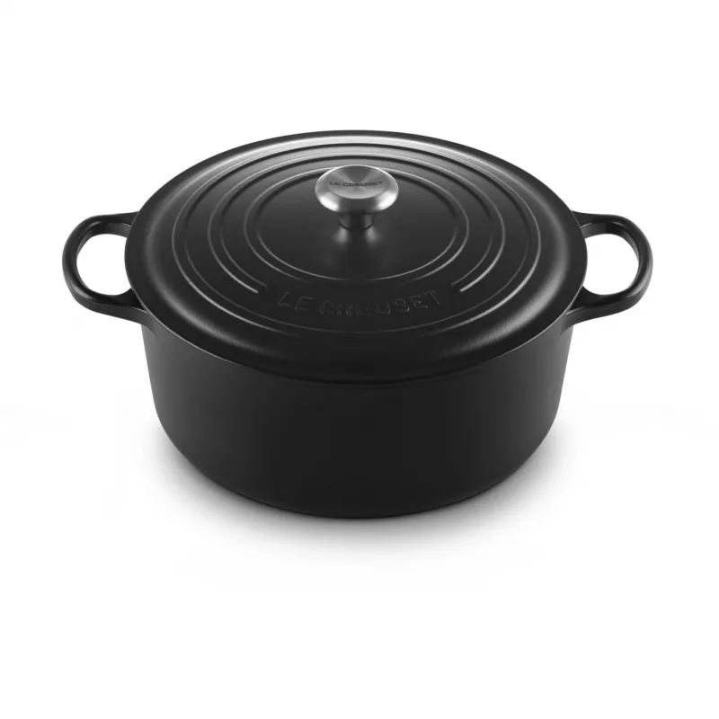 Le Creuset Signature Round Dutch Oven 8.1L Melns 30cm