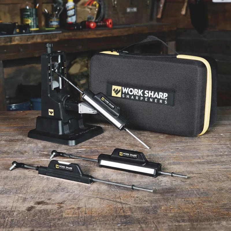 Caurvelkamais nažu asināmais Work Sharp Precision Adjust Elite 09DX066 — regulējams leņķis, dimanta akmeņi, ādas apdare, neilona korpuss