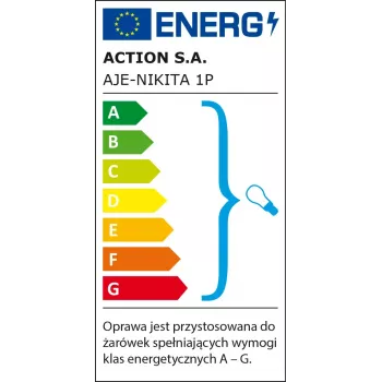 Sienas lampa ActiveJet NIKITA niķelis E27 vienas gaismas, apaļš metāla abažūrs, IP20, 220–240V, maks. 60W