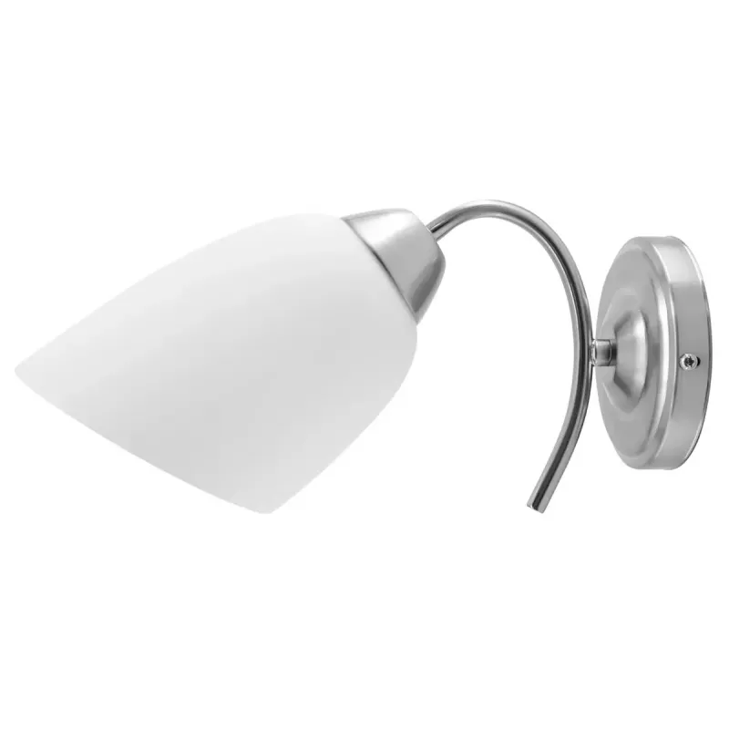 Sienas lampa ActiveJet NIKITA niķelis E27 vienas gaismas, apaļš metāla abažūrs, IP20, 220–240V, maks. 60W