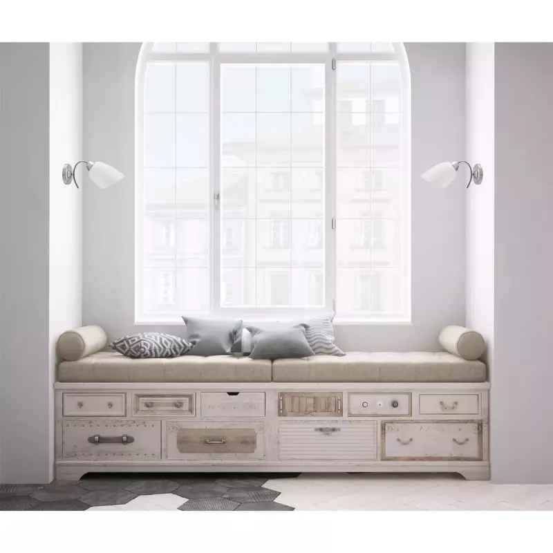 Sienas lampa ActiveJet NIKITA niķelis E27 vienas gaismas, apaļš metāla abažūrs, IP20, 220–240V, maks. 60W