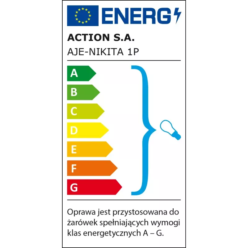 Sienas lampa ActiveJet NIKITA Patyna E27 viena spuldze, metāla korpuss, IP20, 220–240 V, 60 W, balts stikls