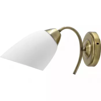 Sienas lampa ActiveJet NIKITA Patyna E27 viena spuldze, metāla korpuss, IP20, 220–240 V, 60 W, balts stikls