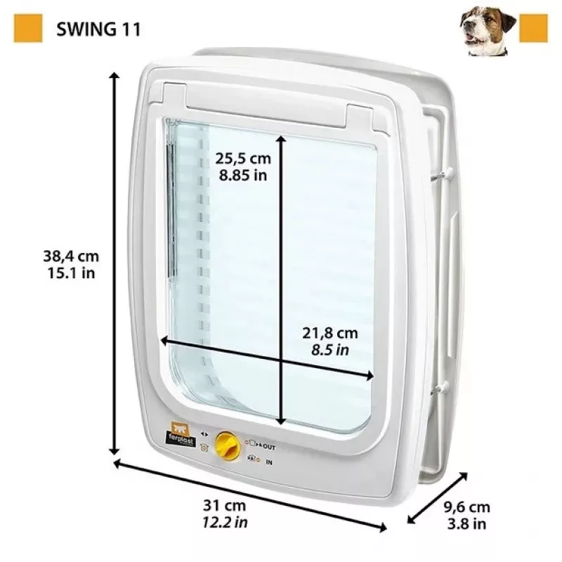 FERPLAST Swing 11 pelēka - suņu un kaķu durvis - 31 x 9,6 x 38,4 cm