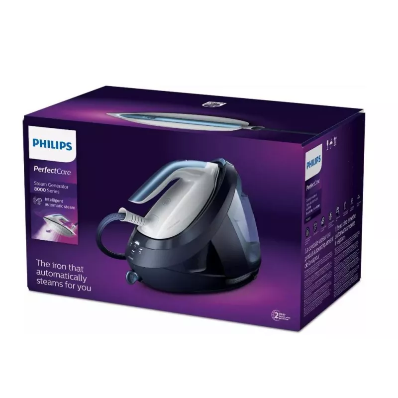 Tvaika gludināšanas stacija Philips PSG8030/20 — 2700 W, 1,8 L ūdens tvertne, SteamGlide Elite zole, 600 g tvaika pastiprinājums
