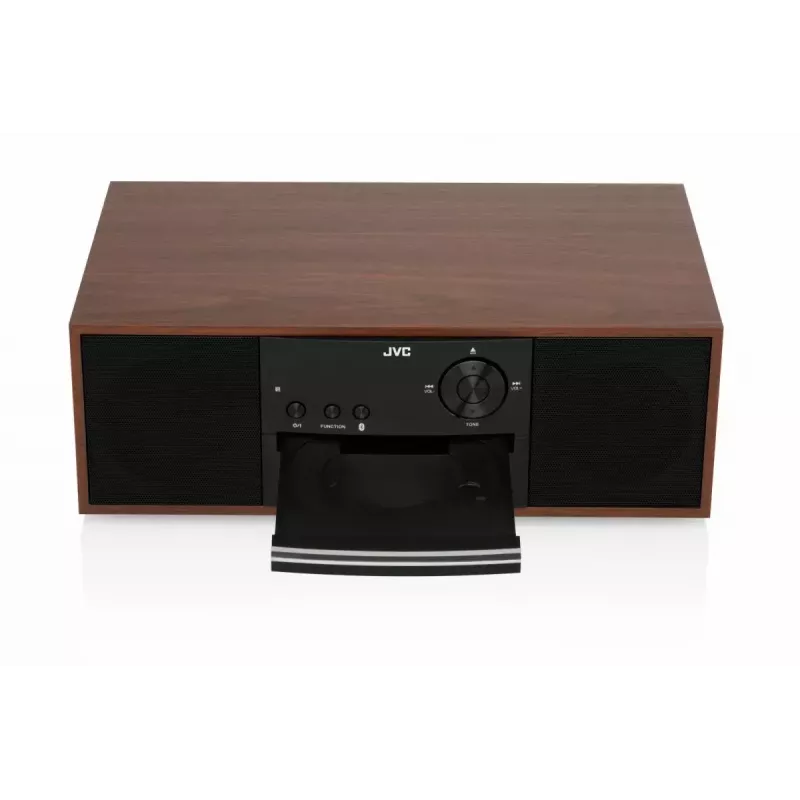 Mini torņa mūzikas sistēma JVC RD-E761, 2x8W RMS, Bluetooth 4.2, USB, CD, FM, koka korpuss, melna