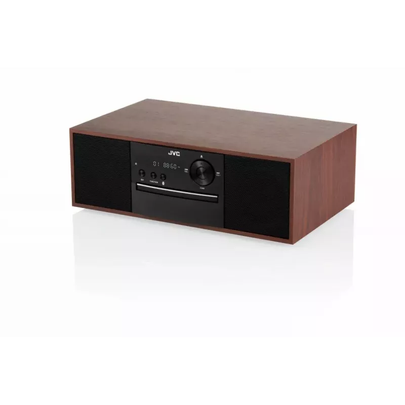Mini torņa mūzikas sistēma JVC RD-E761, 2x8W RMS, Bluetooth 4.2, USB, CD, FM, koka korpuss, melna