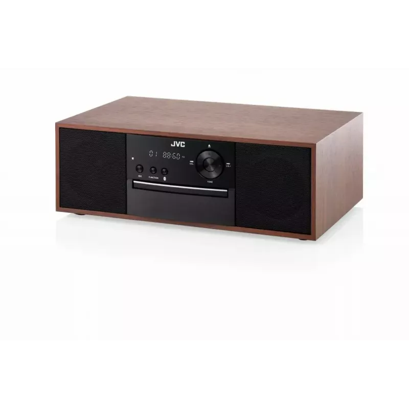 Mini torņa mūzikas sistēma JVC RD-E761, 2x8W RMS, Bluetooth 4.2, USB, CD, FM, koka korpuss, melna