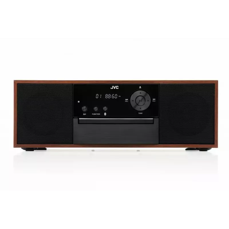 Mini torņa mūzikas sistēma JVC RD-E761, 2x8W RMS, Bluetooth 4.2, USB, CD, FM, koka korpuss, melna