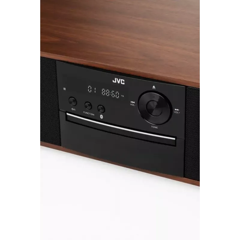 Mini torņa mūzikas sistēma JVC RD-E761, 2x8W RMS, Bluetooth 4.2, USB, CD, FM, koka korpuss, melna