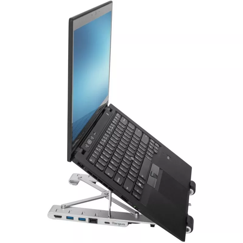 Portatīvs statīvs ar integrētu dokstaciju Dokstacija + piezīmjdatora turētājs USB-C 3.2 Gen 1 Thunderbolt 3