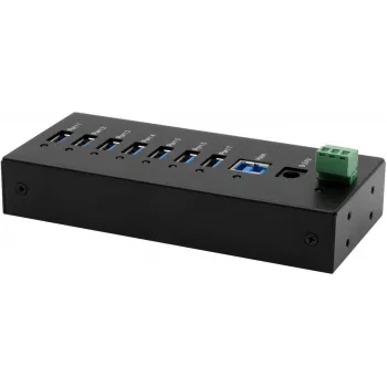USB centrmezgls Exsys EX-11247HMS 7 pieslēgvietas DIN-sliedei ar 15 kV ESD aizsardzību