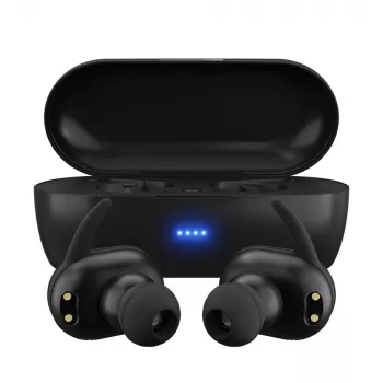 MAXELL MINI DUO bezvadu ievietojamās austiņas ar uzlādes maciņu melnā krāsā