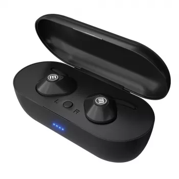 MAXELL MINI DUO bezvadu ievietojamās austiņas ar uzlādes maciņu melnā krāsā