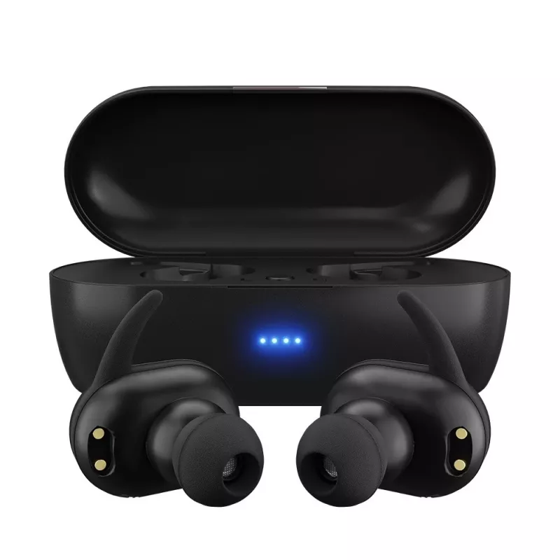 MAXELL MINI DUO bezvadu ievietojamās austiņas ar uzlādes maciņu melnā krāsā