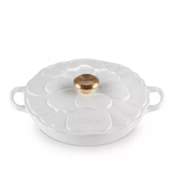 Le Creuset gardēžu profesionālais katls ar ziedu 26 cm balts