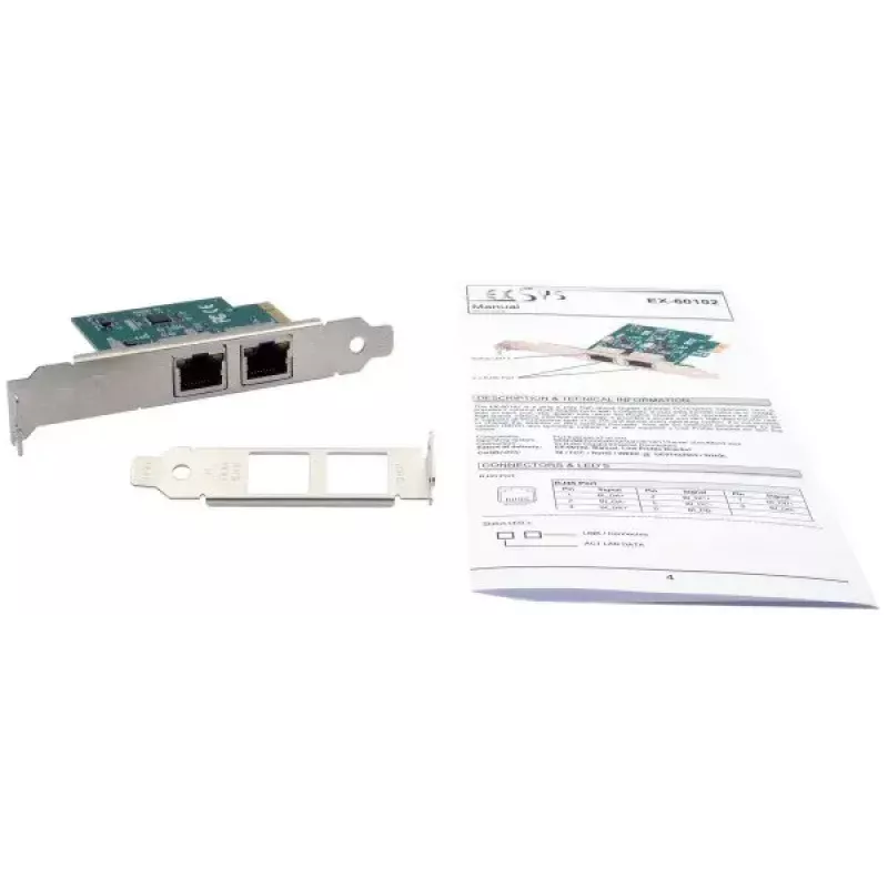 Iekšējā Ethernet karte EXSYS EX-60102 1000 Mbit/s PCI Express vadu